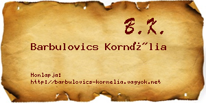 Barbulovics Kornélia névjegykártya